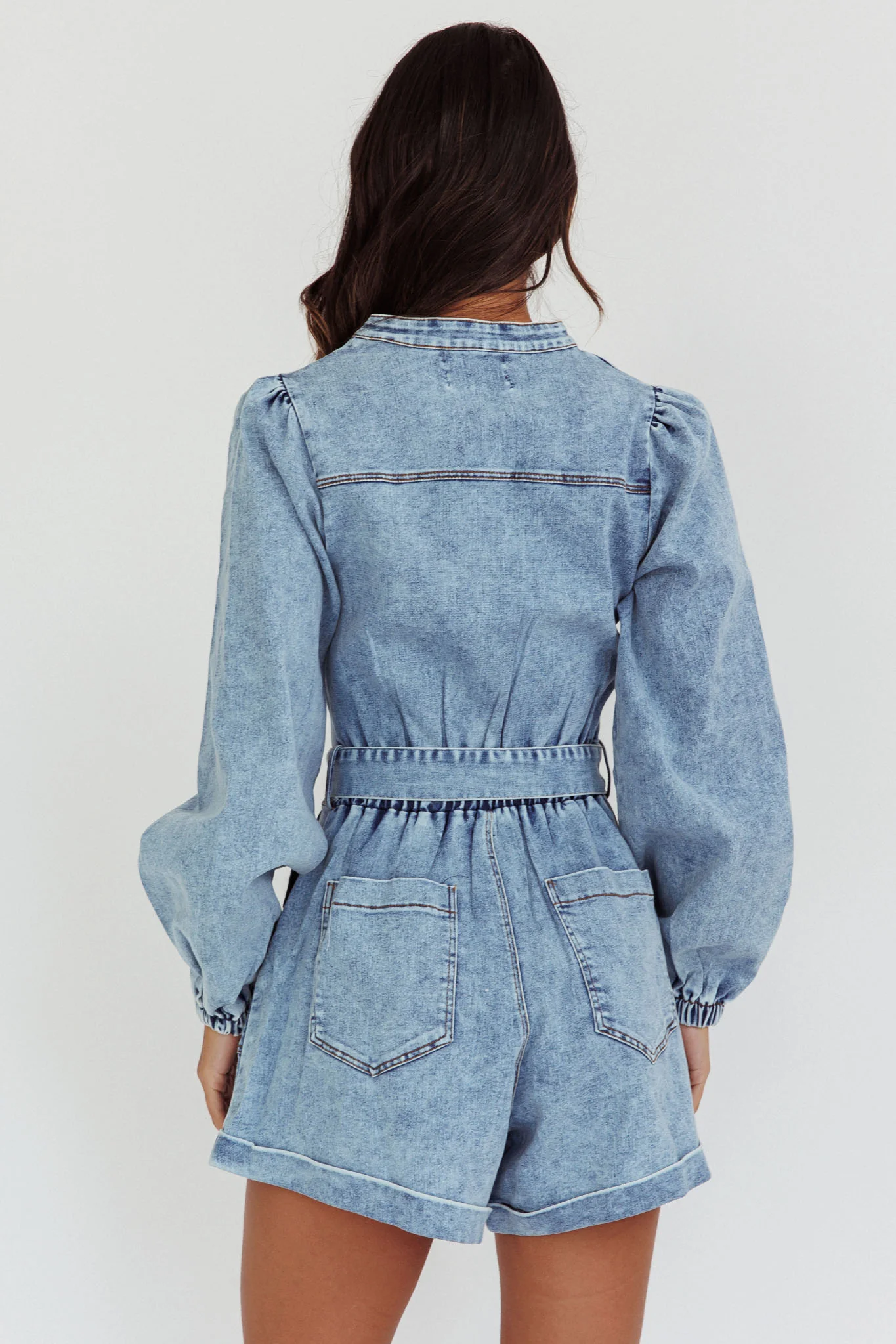 Real World Zip Front Romper Denim Blue - Seraphlike