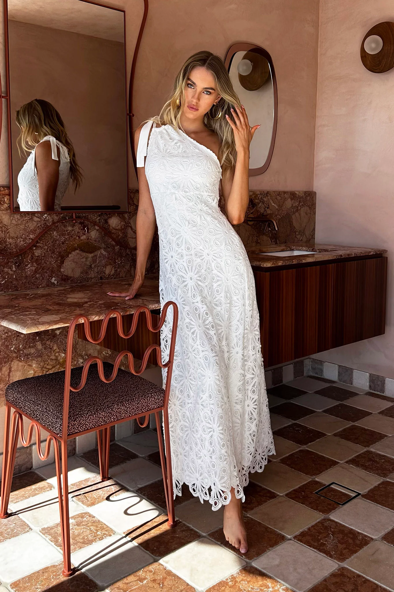 Artice One Shoulder Maxi Dress Off White - Seraphlike