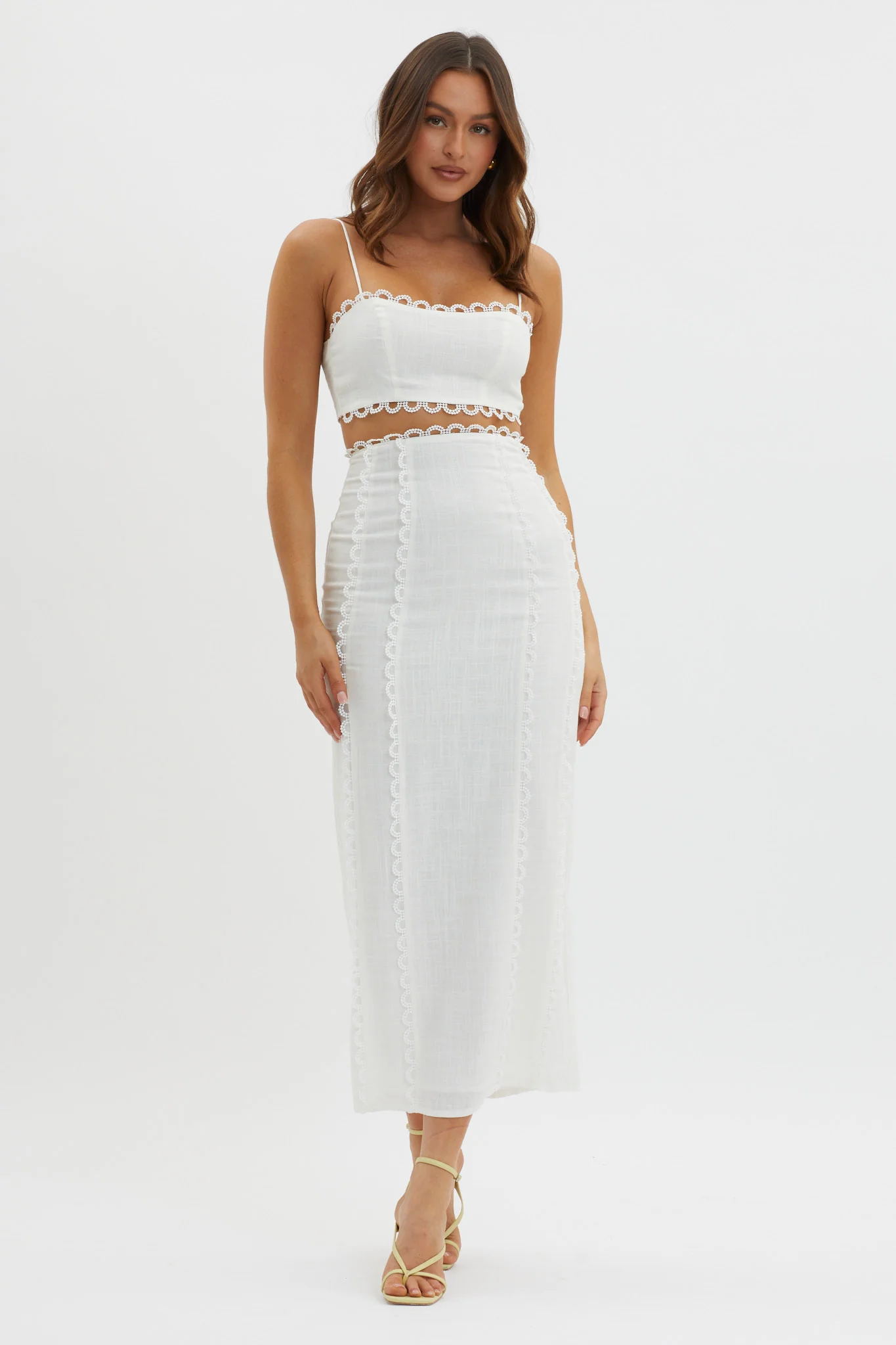 Chamberlain Scallop Trim Maxi Skirt White - Seraphlike