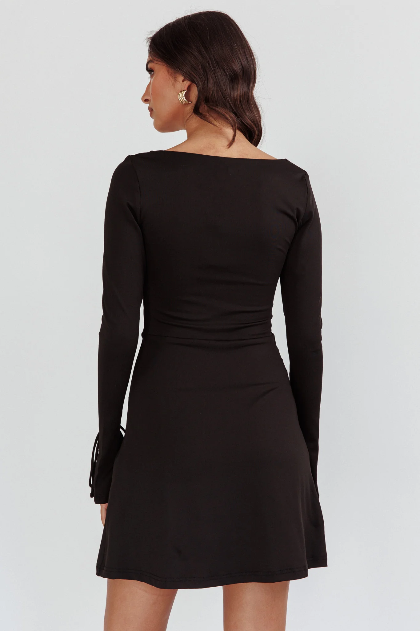 Safe Keeping Long Sleeve Mini Dress Black - Seraphlike