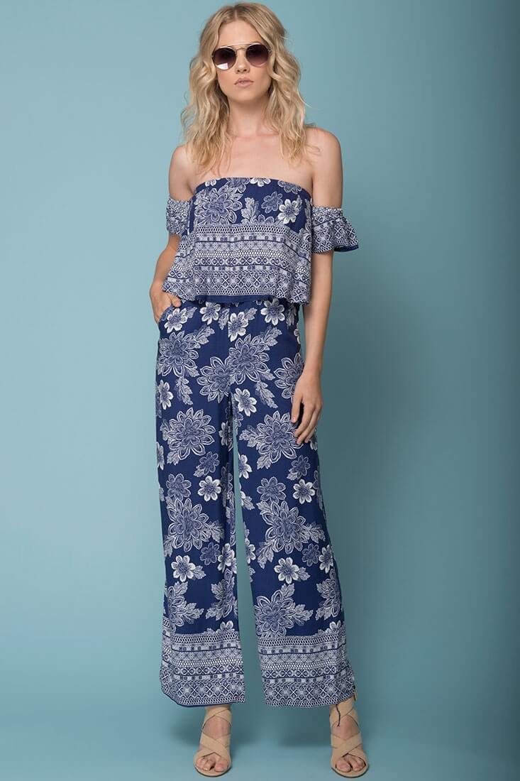 Clover Boho Floral Print Jumpsuit - Seraphlike