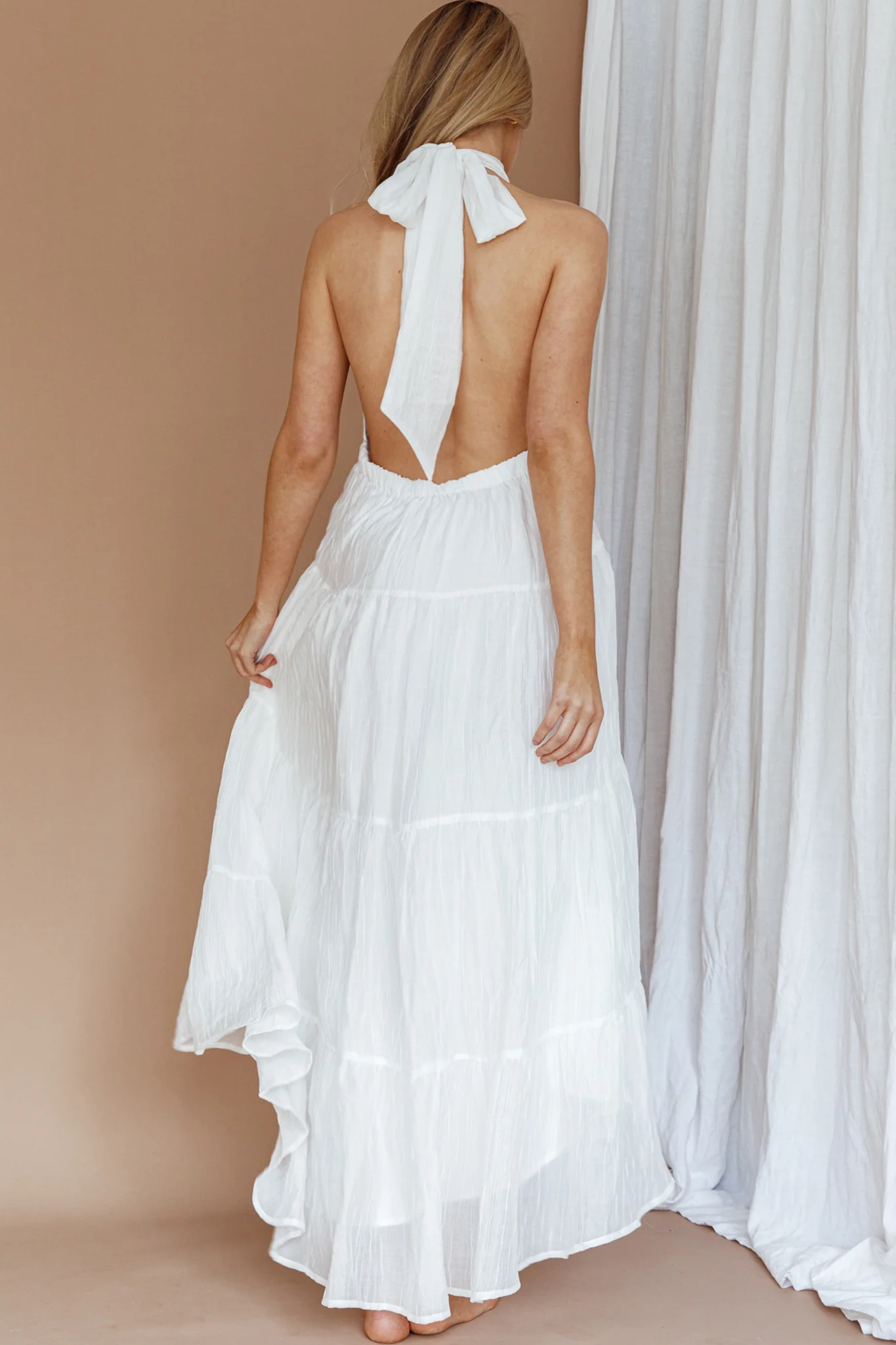 South Haven Halter Midi Dress White - Seraphlike