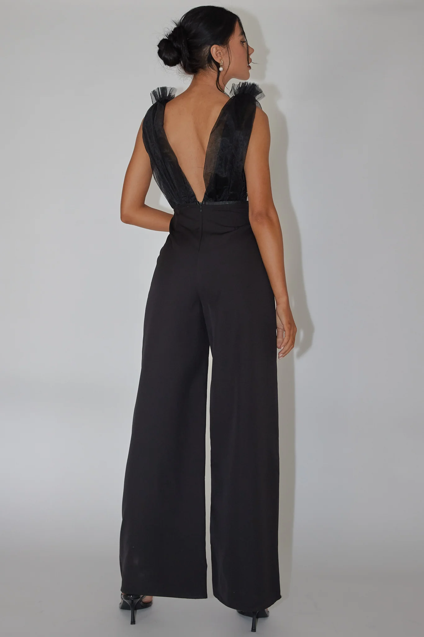 Lovinia Mesh Bodice Jumpsuit Black - Seraphlike