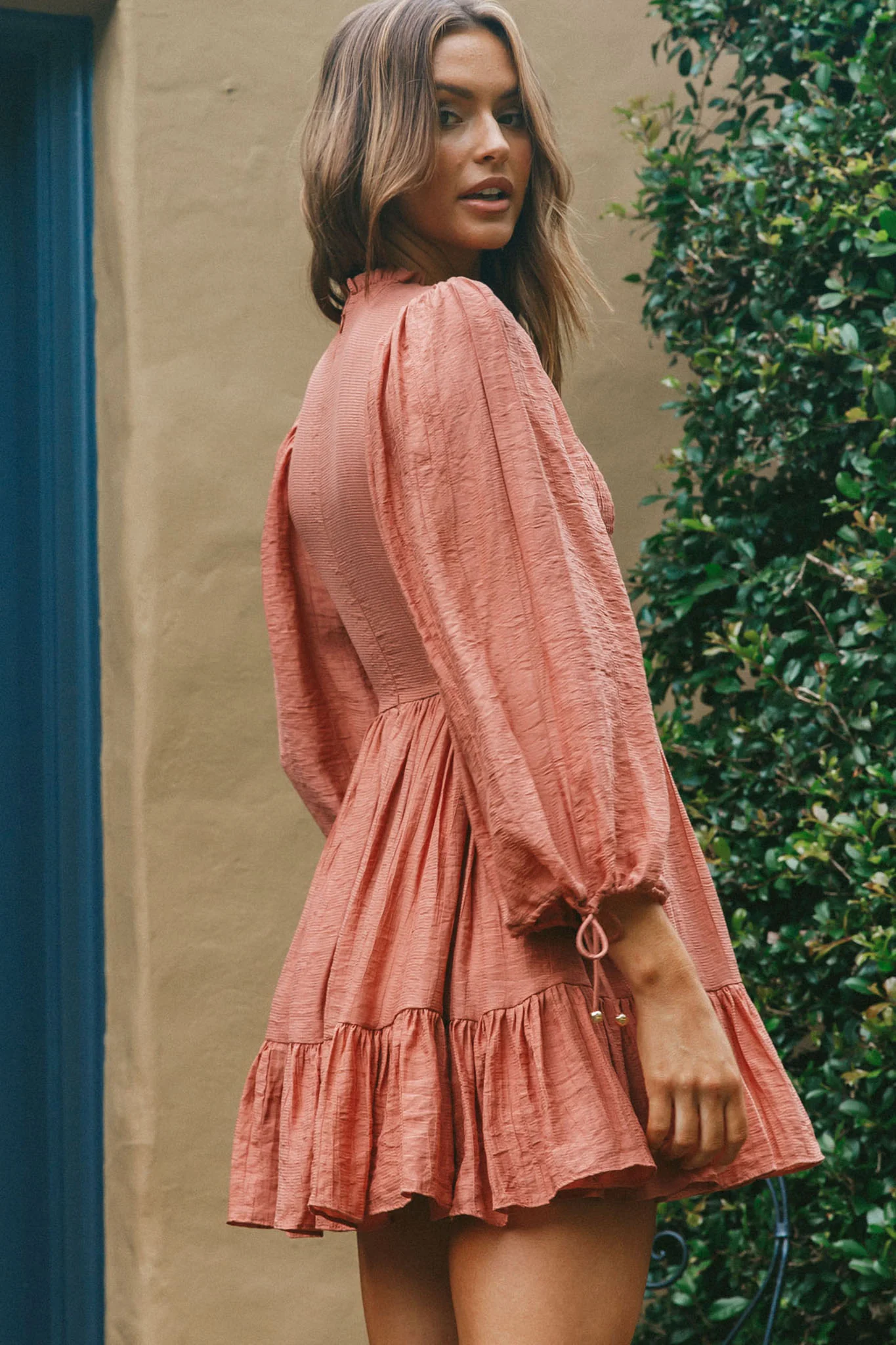 Secret Garden Long Sleeve Smocked Bodice Dress Rose - Seraphlike