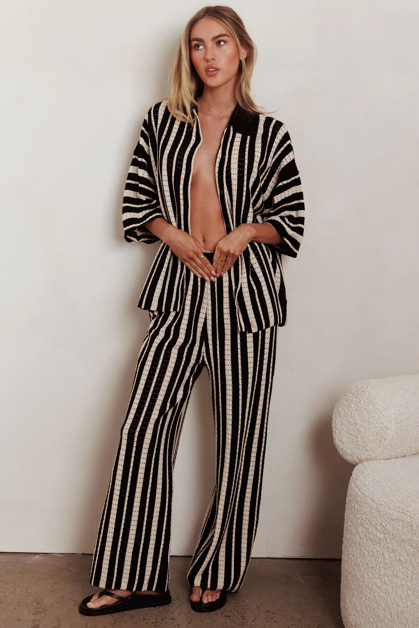 Influence Knit Straight Leg Pants Black - Seraphlike