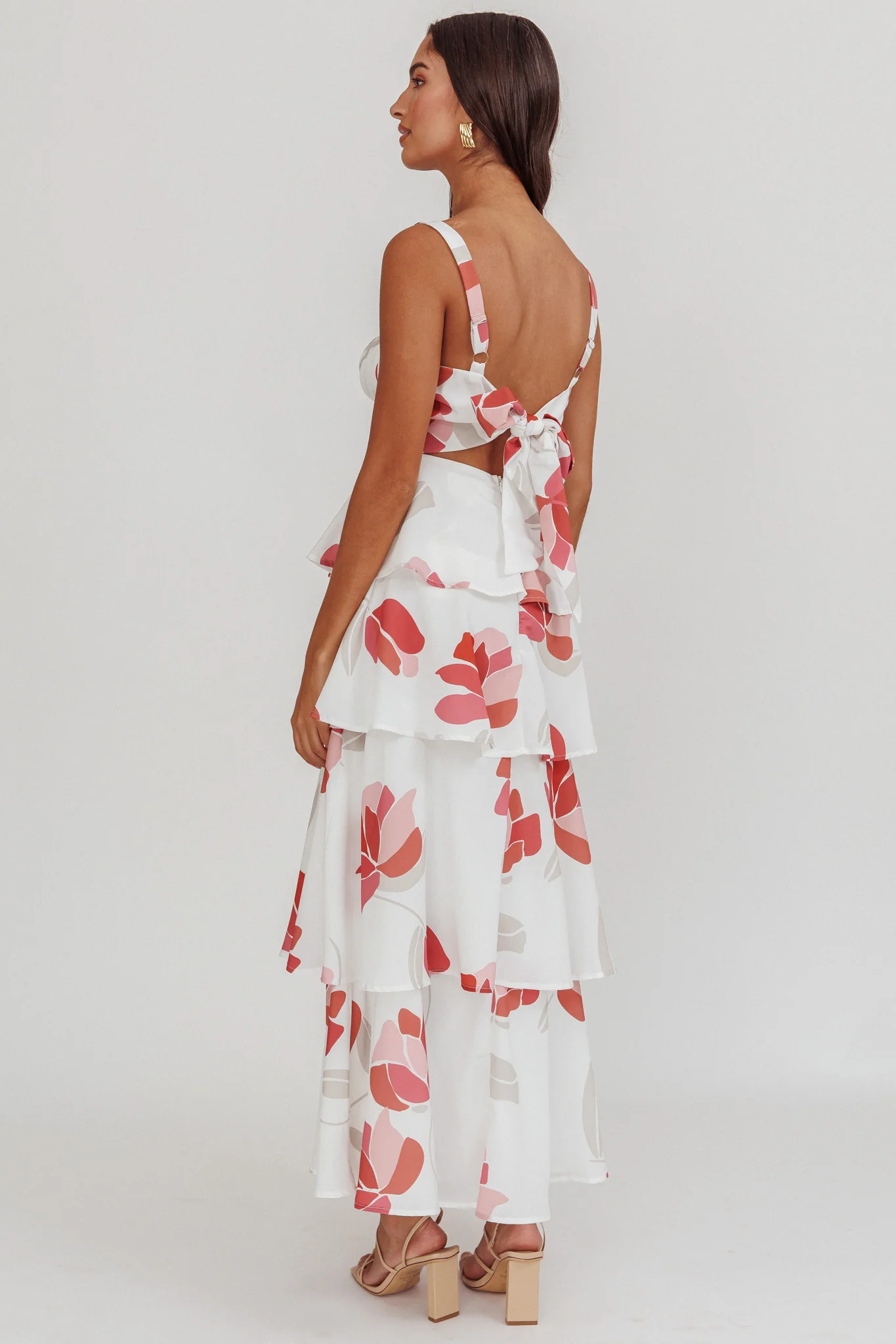 Provence Bloom Tiered Floral Maxi Dress Rose - Seraphlike