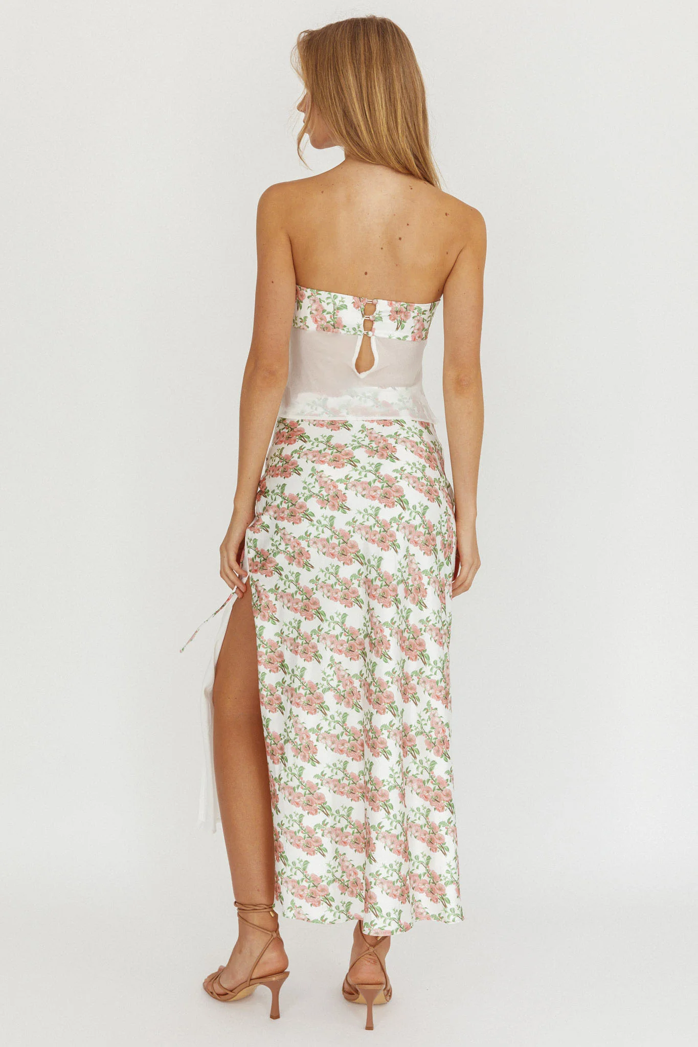 Jerica Wrap Front Maxi Skirt Floral Blush - Seraphlike