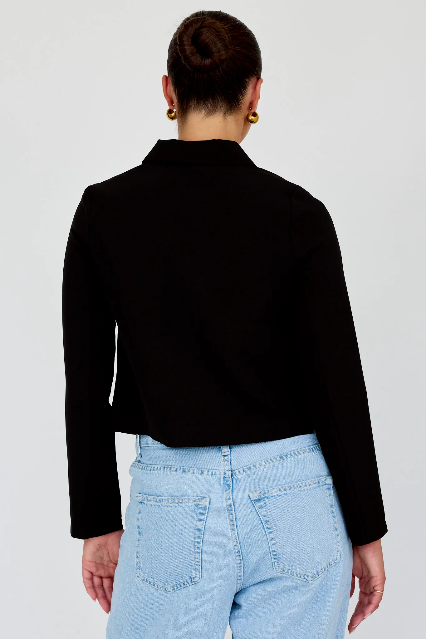 Marsha Button Front Crop Jacket Black - Seraphlike