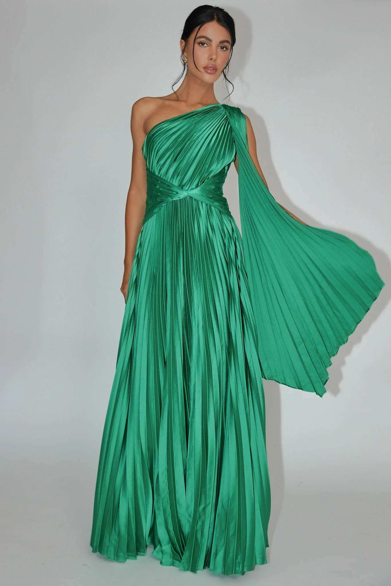 Laxmi Accordion Pleat Maxi Dress Kelly Green - Seraphlike