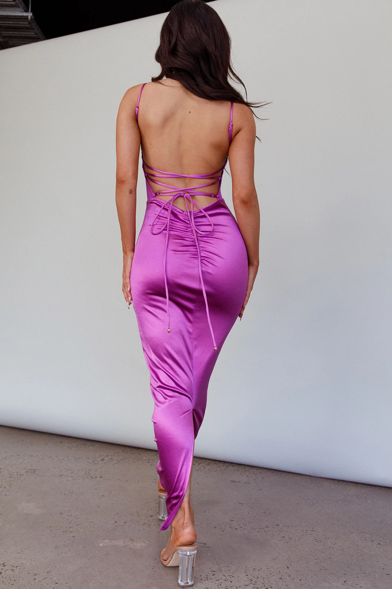 Seraya Lace-Up Back Dress Violet - Seraphlike