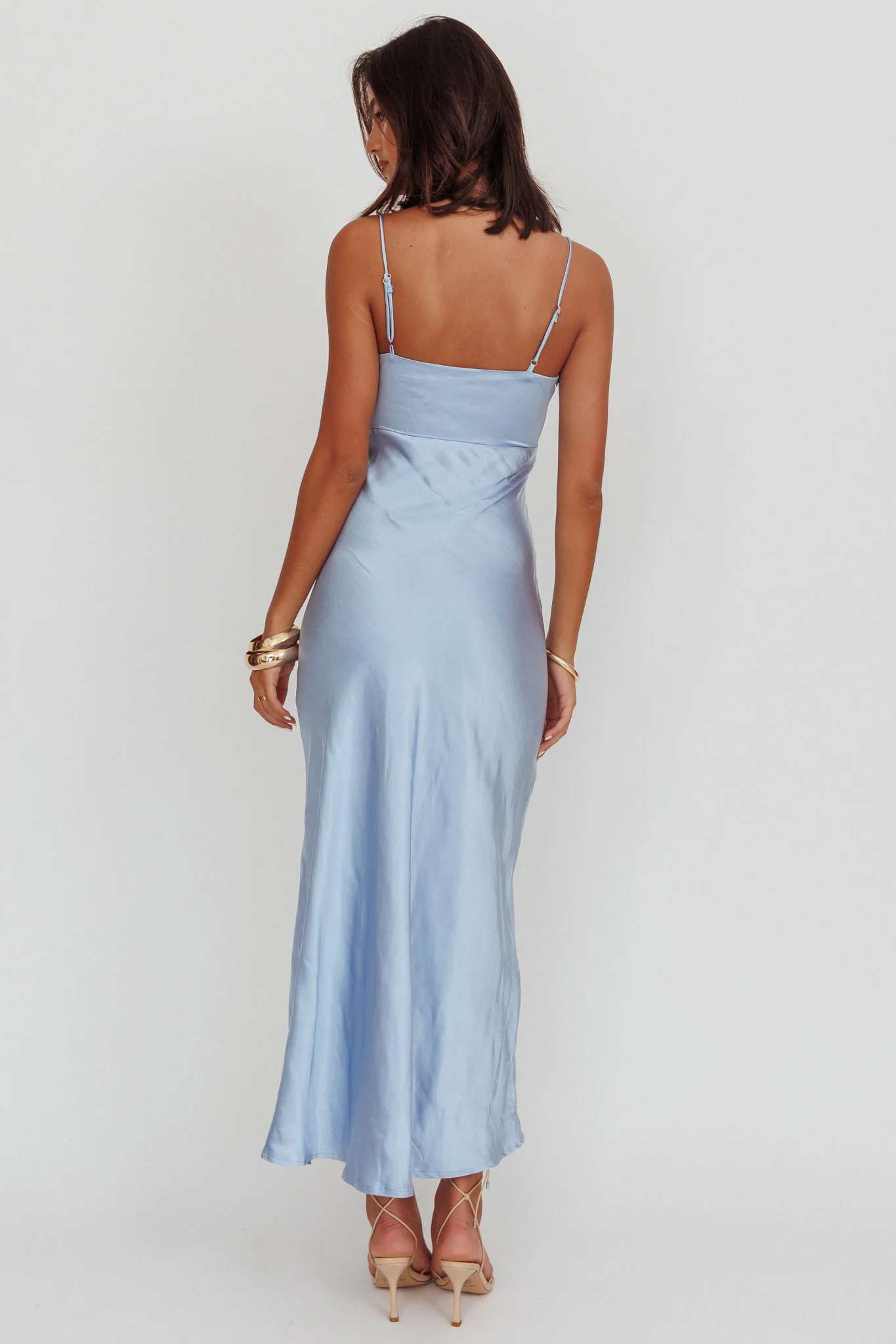 Marlie Side Pleat Maxi Dress Blue - Seraphlike