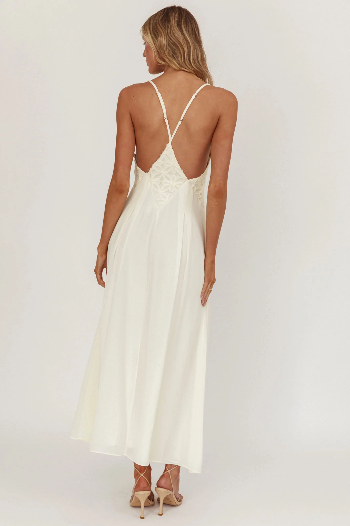 Wildflower Sun Applique Insert Maxi Dress Cream - Seraphlike