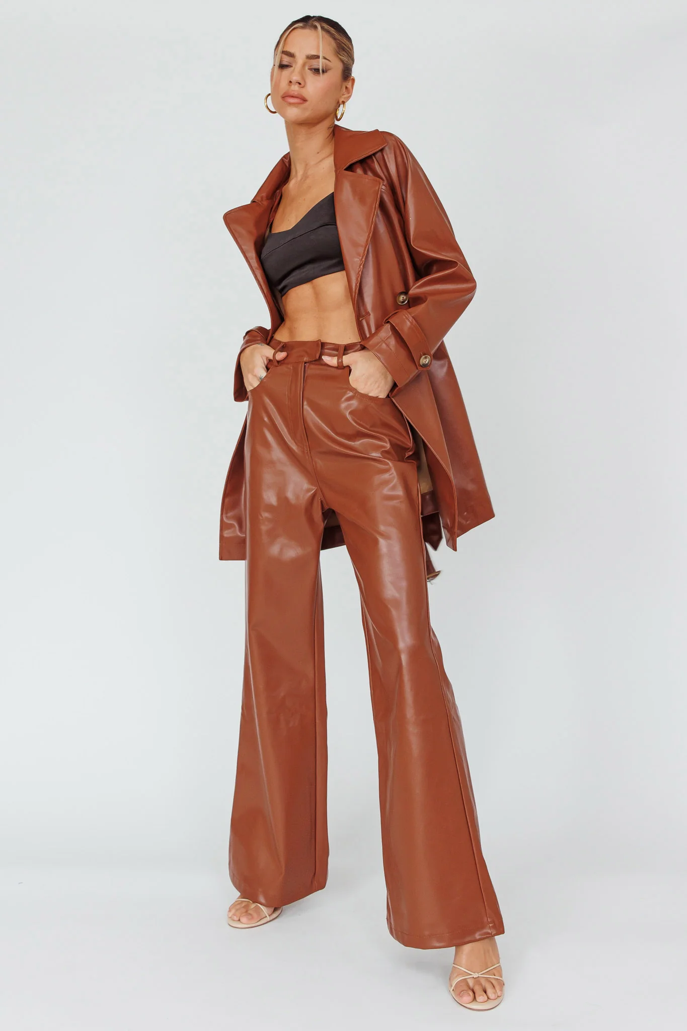 Coussin Faux Leather Pants Terracotta - Seraphlike
