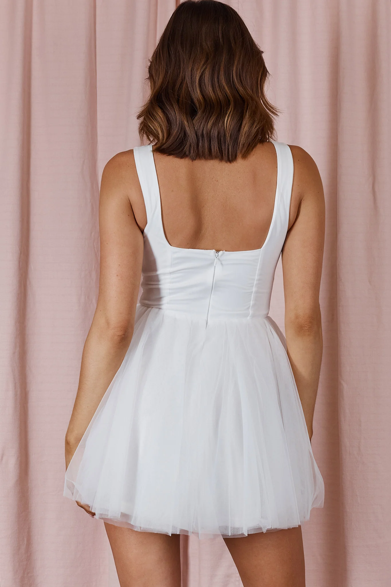 La Ballerine Layered Mesh Mini Dress White - Seraphlike