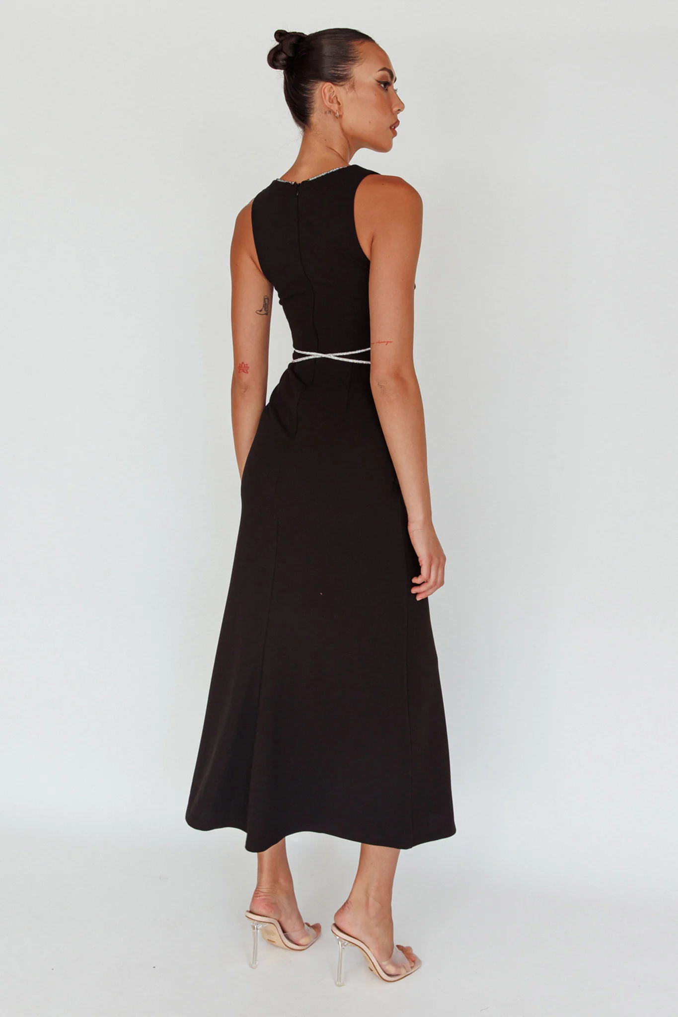 Del Sol Diamante Rope Maxi Dress Black - Seraphlike