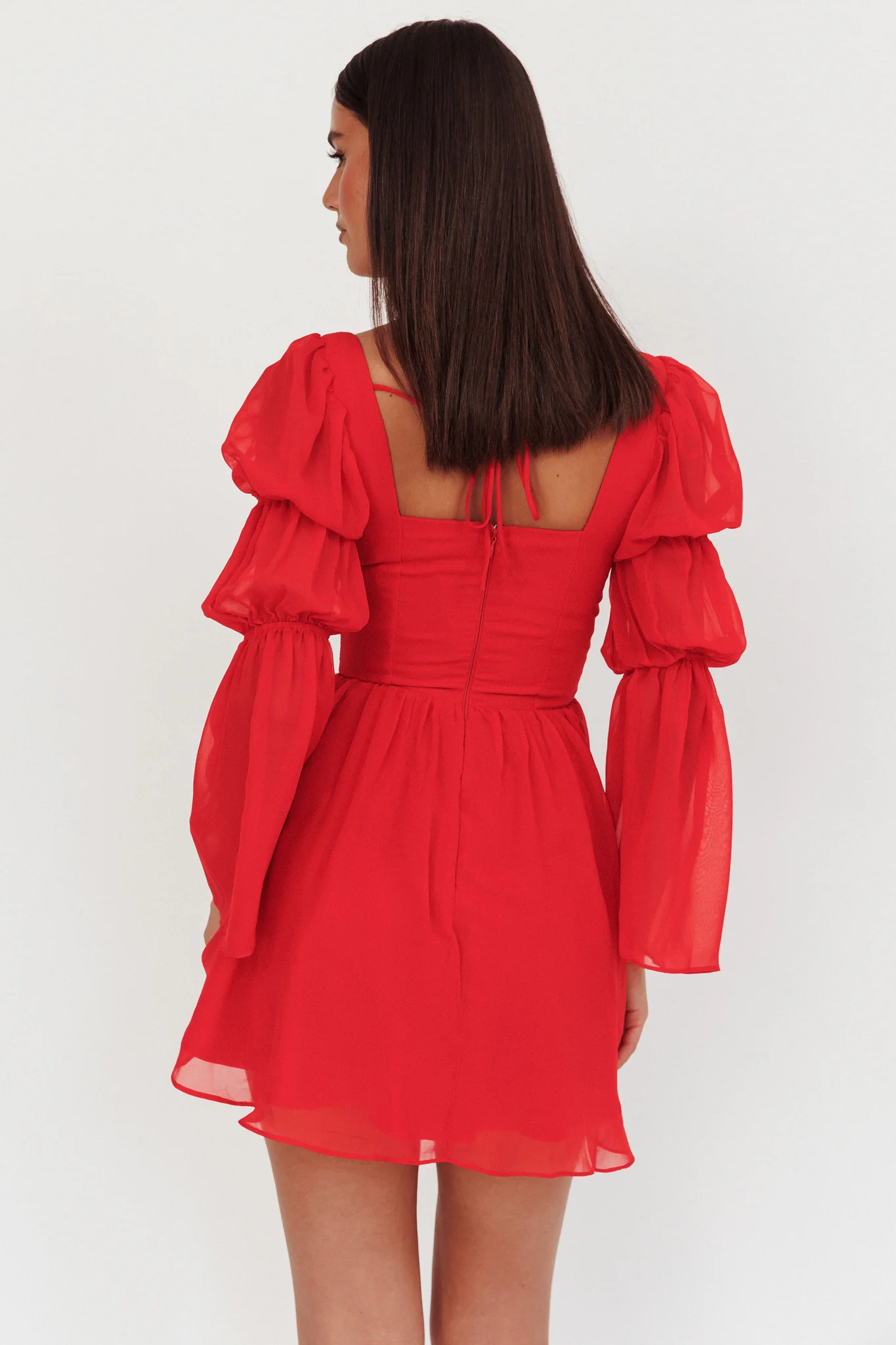 Miya Long Sleeve Mini Dress Red - Seraphlike