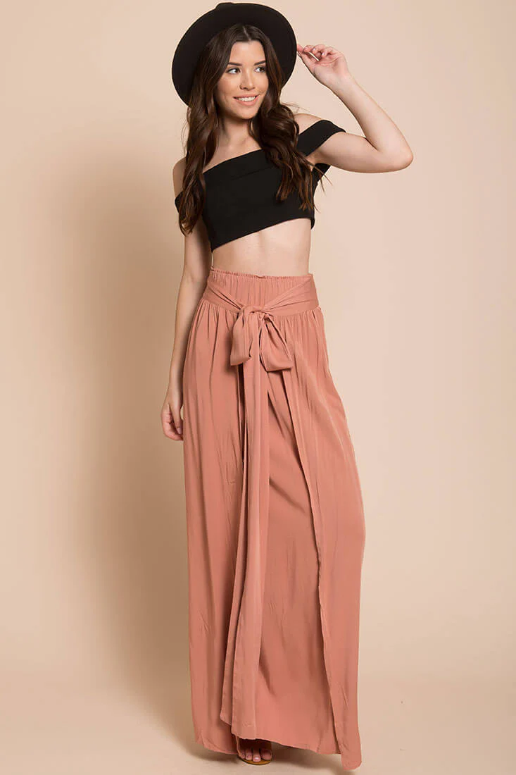 Evalyn High Slit Skirt Rose - Seraphlike