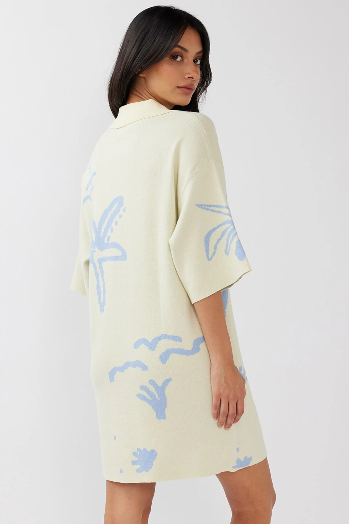 Nalani Button Up Knit Dress Lemon/Baby Blue - Seraphlike