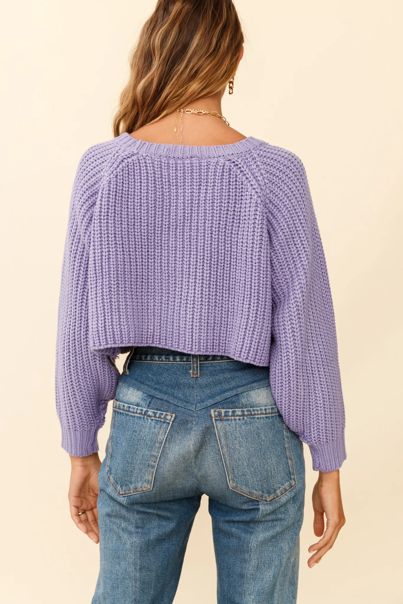 Apres Vous Button Front Drop Shoulder Crop Cardigan Lavender - Seraphlike