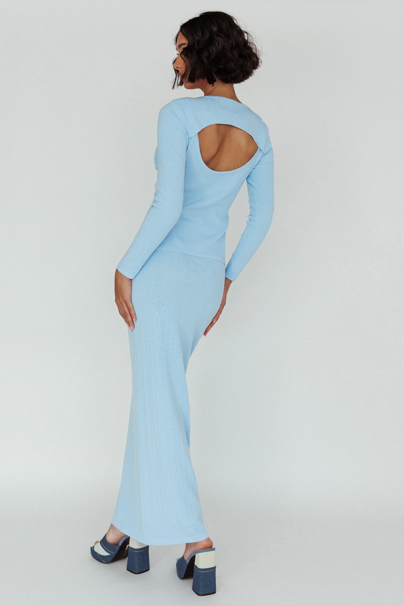 Rossana Knit Maxi Skirt Blue - Seraphlike