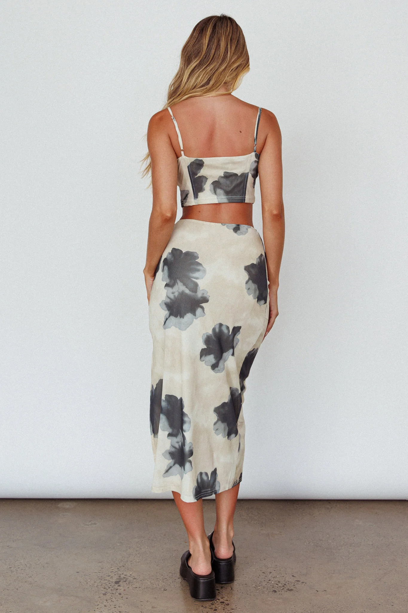 Miss Me Tied Bust Crop Top Floral Cream - Seraphlike