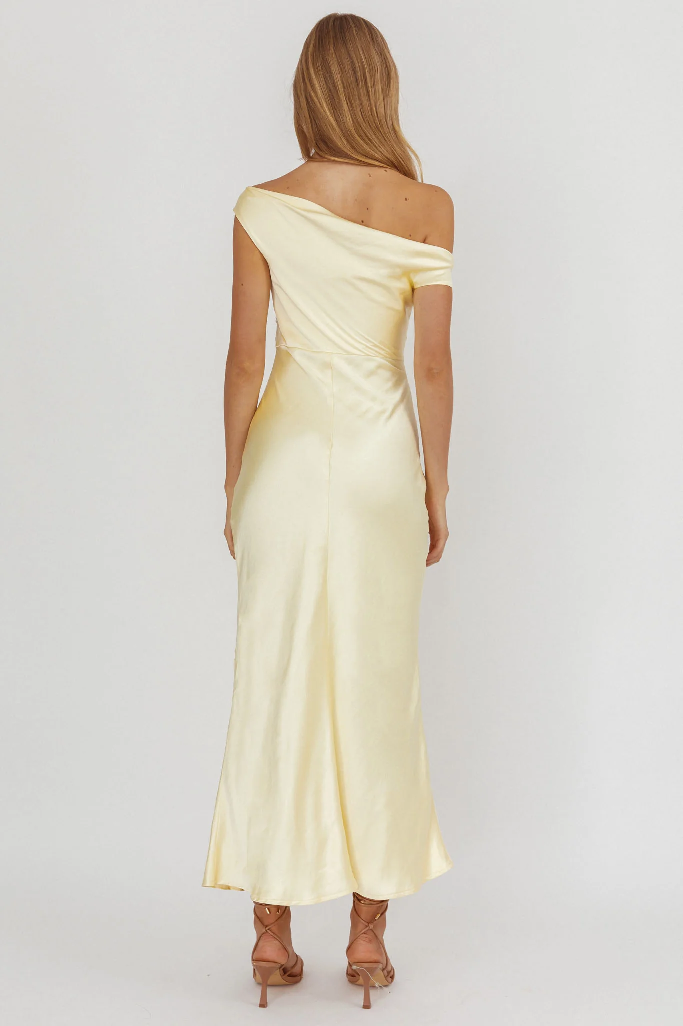 Revelation Off-Shoulder Lace Trim Maxi Dress Butter - Seraphlike