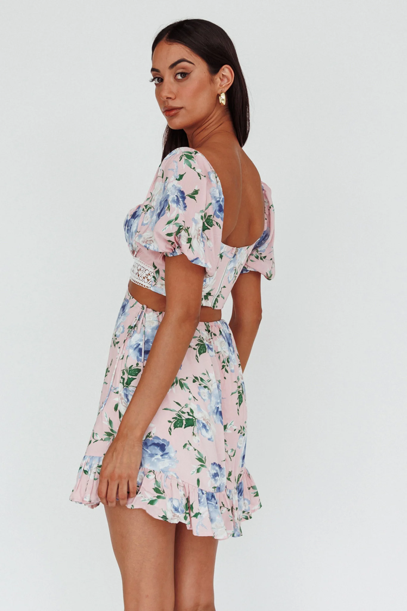 Sweet Romance Cut-Out Mini Dress Pink - Seraphlike