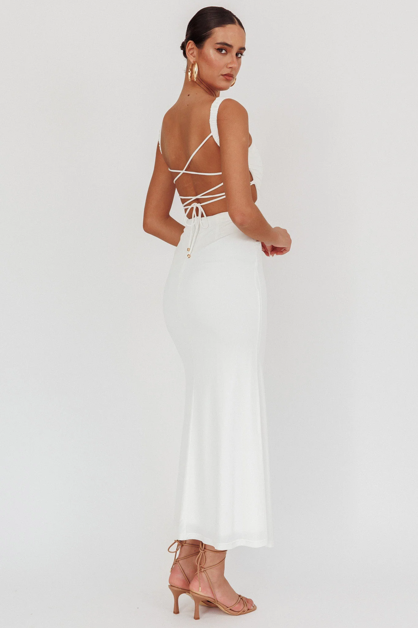 Dream Crush Lace-Up Back Maxi Dress White - Seraphlike