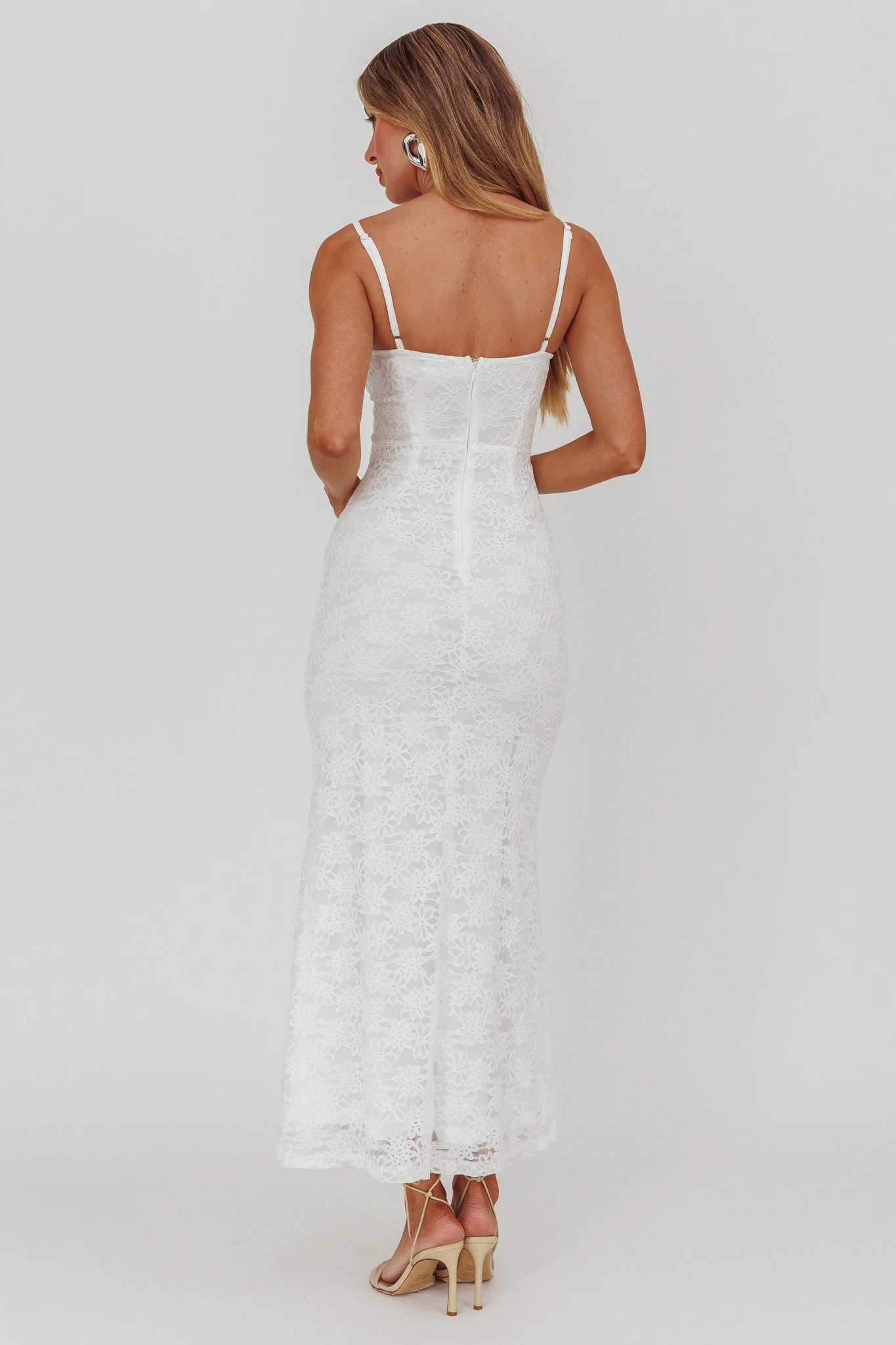 Passione Tied Bust Lace Maxi Dress White - Seraphlike