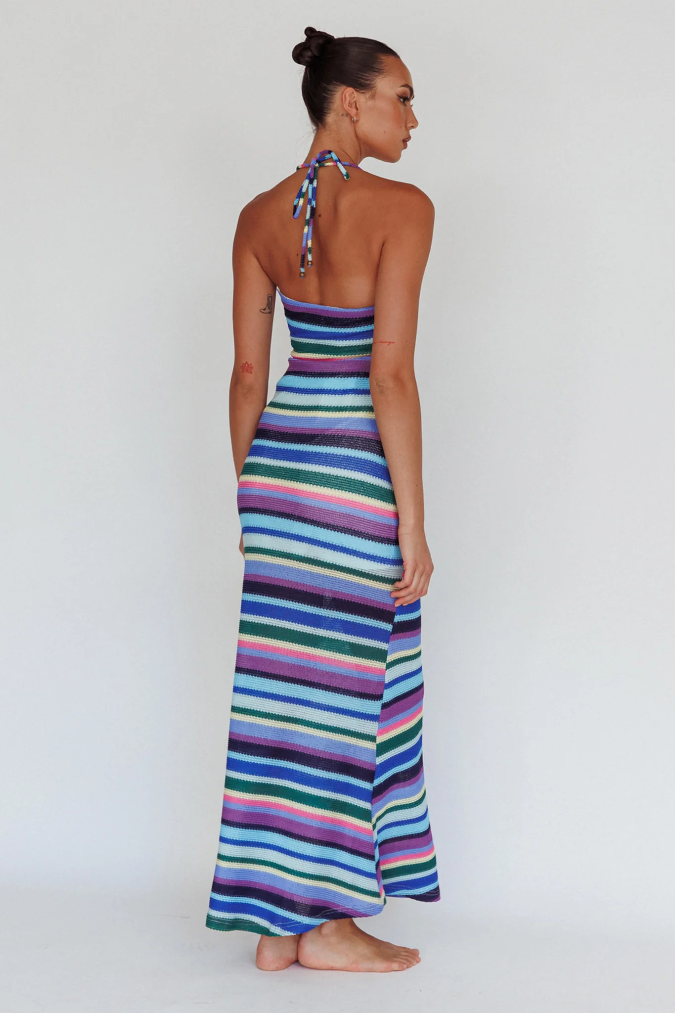 Kandy Crochet Maxi Dress Stripe Lavender Multi - Seraphlike