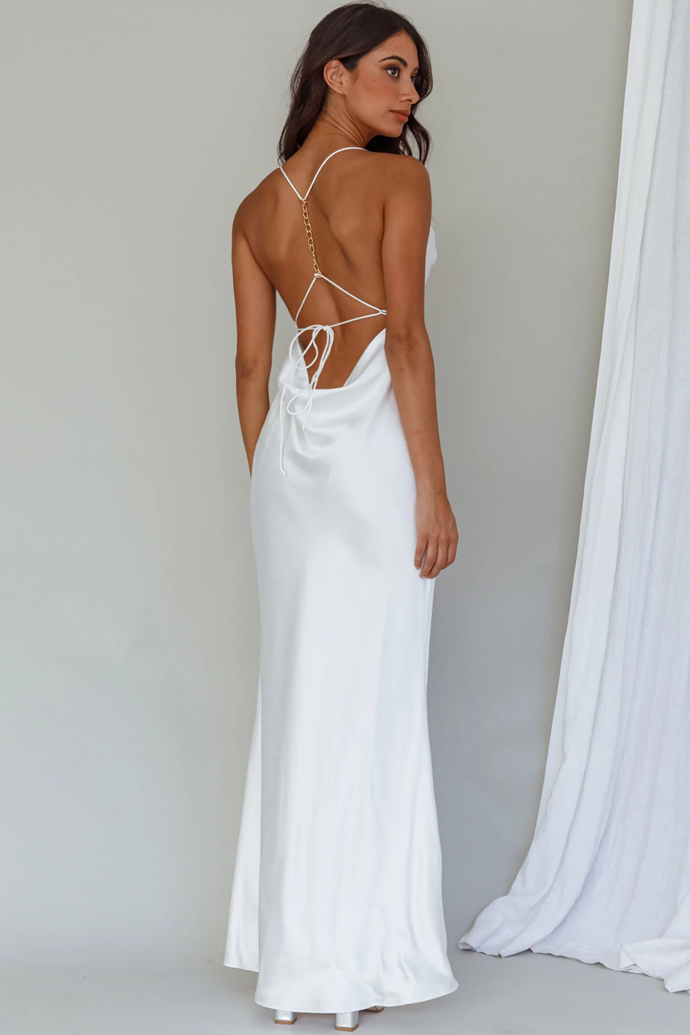 Palma Low Back Strappy Maxi Dress White - Seraphlike