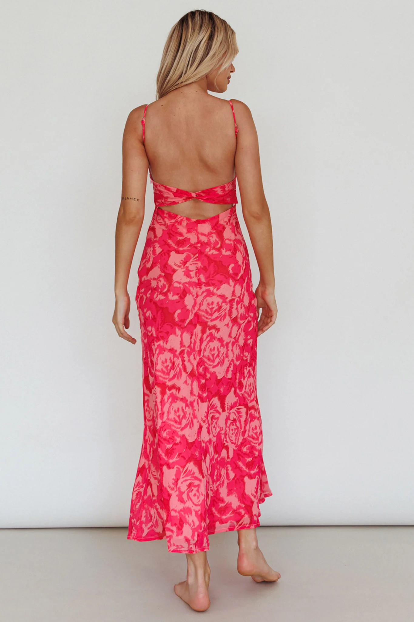 Nerida Twist Back Maxi Dress Swirl Pink - Seraphlike