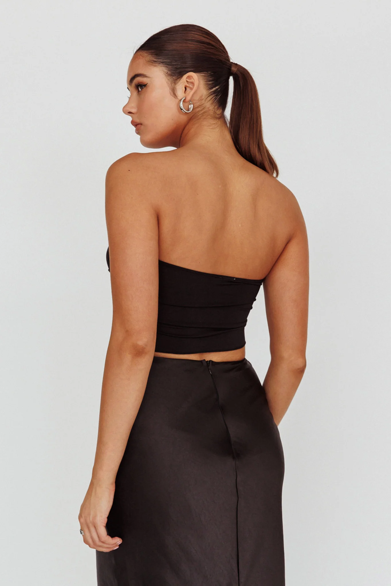 Lulu Strapless Crop Top Black - Seraphlike