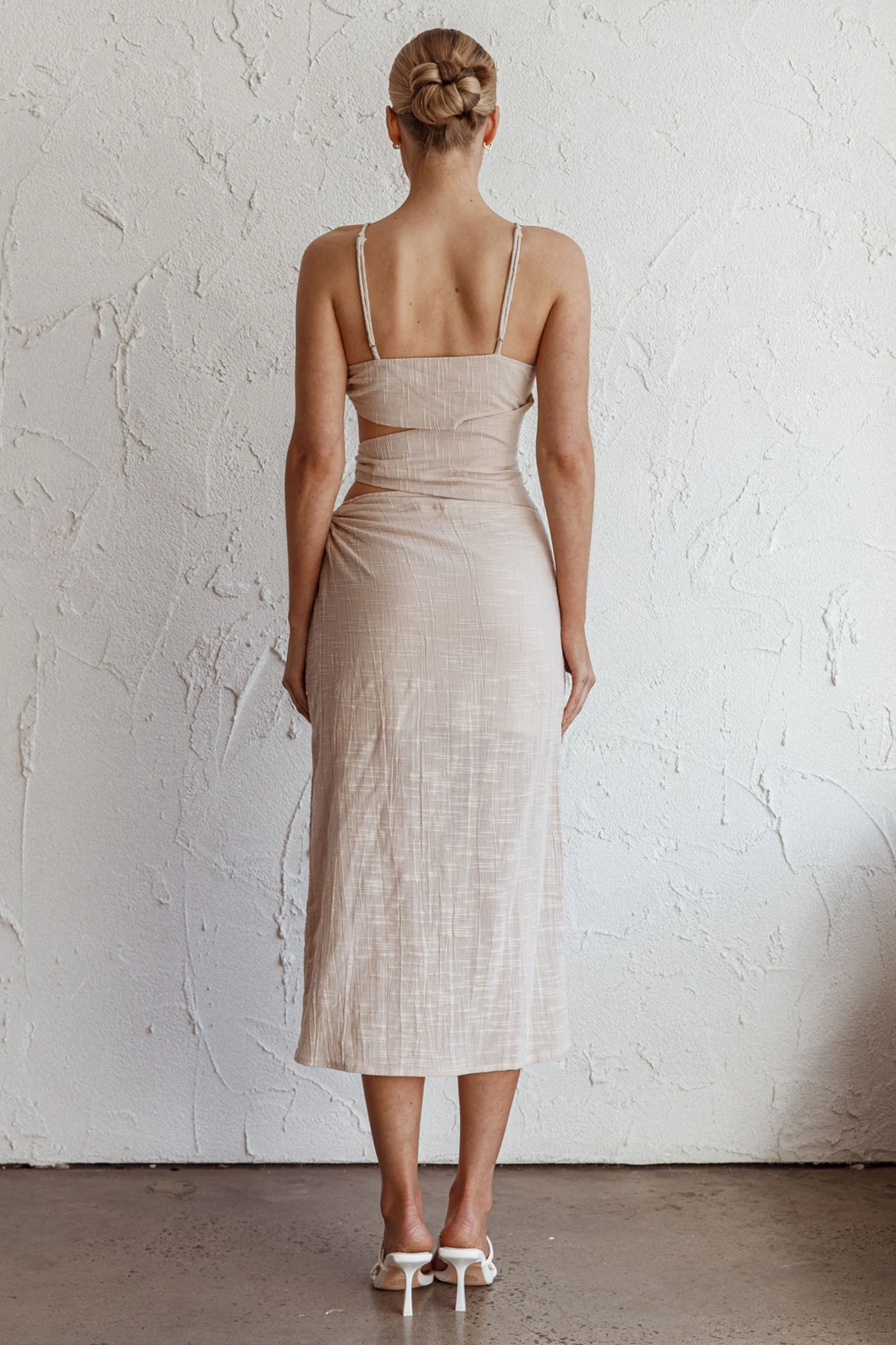 Virgin Islands Cut-Out Midi Dress Sand - Seraphlike