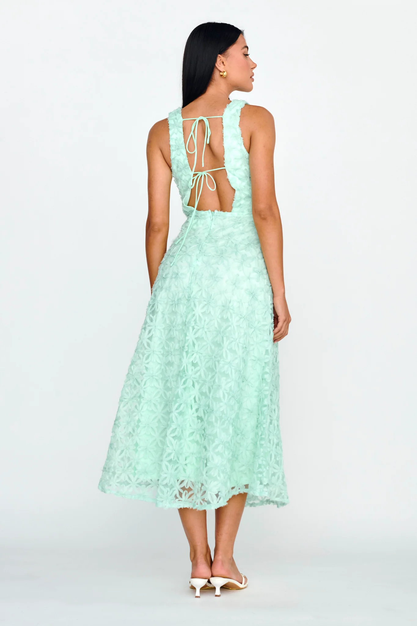 Dianne Sleeveless Embellished Midi Dress Mint - Seraphlike
