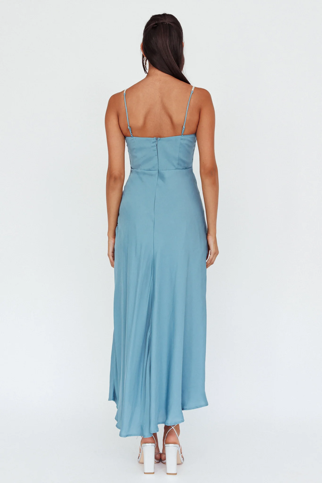 Linka Diamante Strap Maxi Dress Steel - Seraphlike