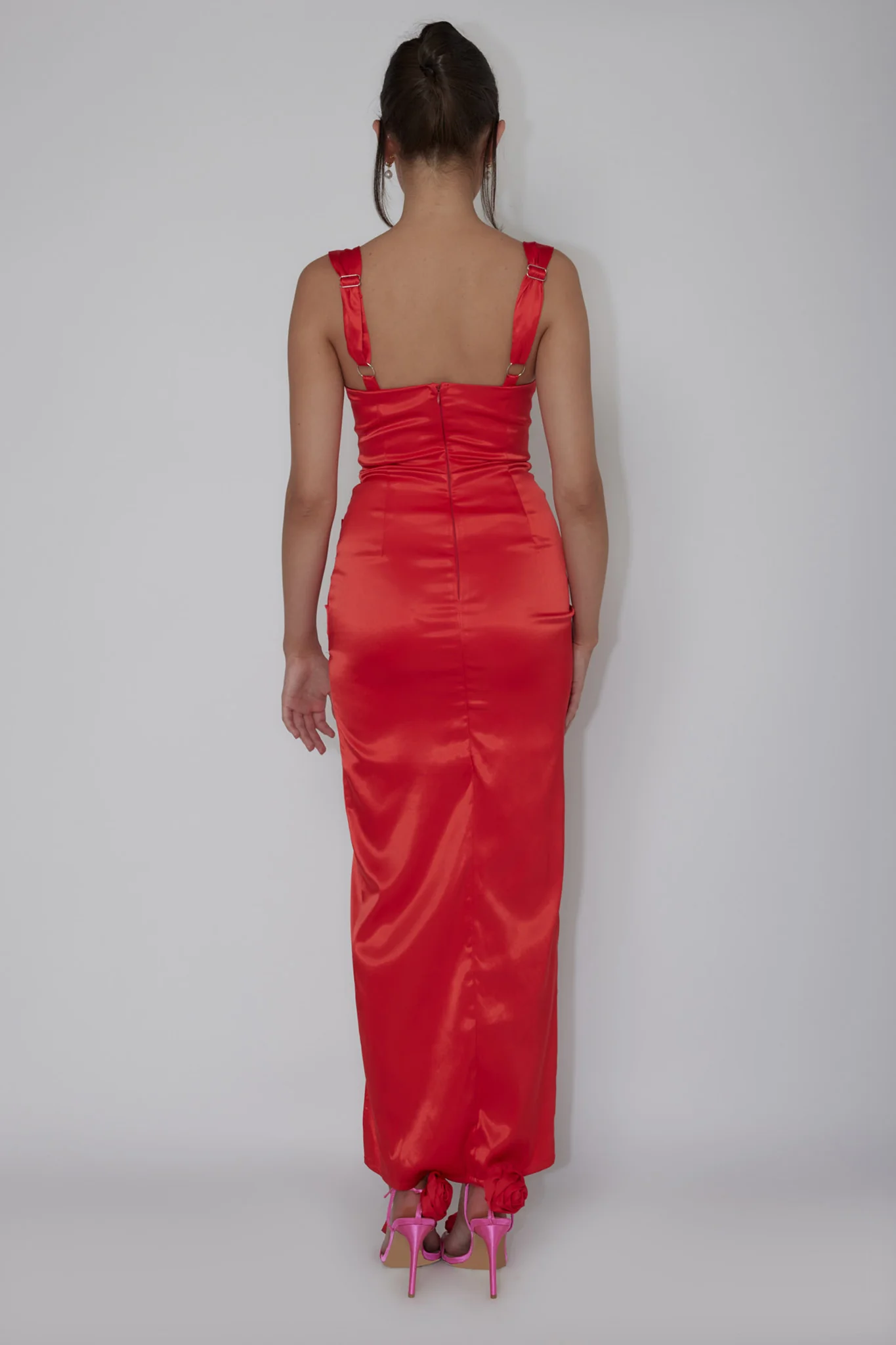 Poser Sequin Bust Split Maxi Dress Red - Seraphlike