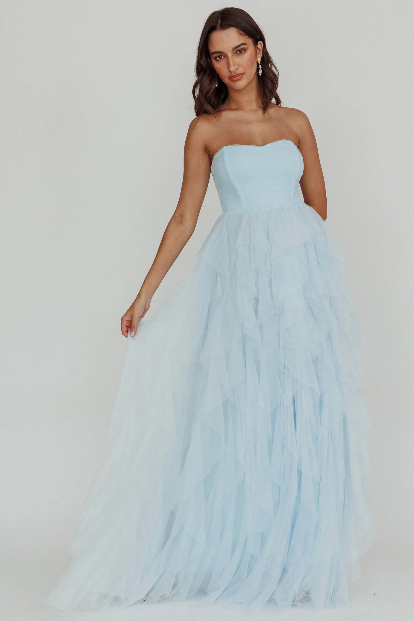 Rori Tulle Cascade Maxi Dress Blue - Seraphlike