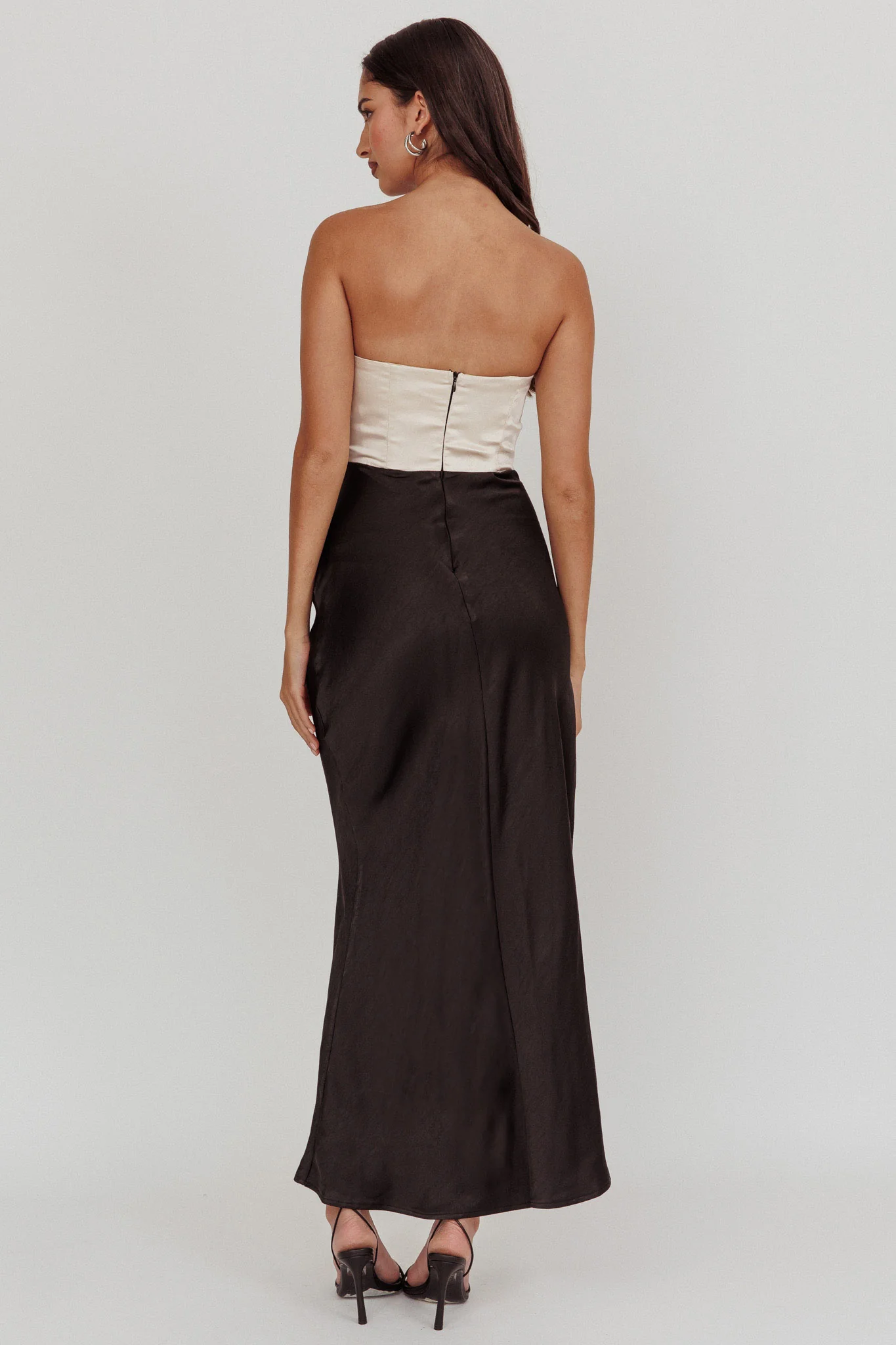 Kamillia Strapless Split Maxi Dress Black - Seraphlike