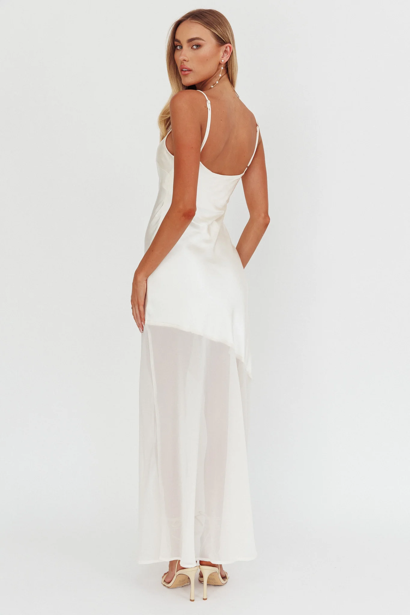 Gilded Dream Chiffon Hem Maxi Dress Oyster - Seraphlike