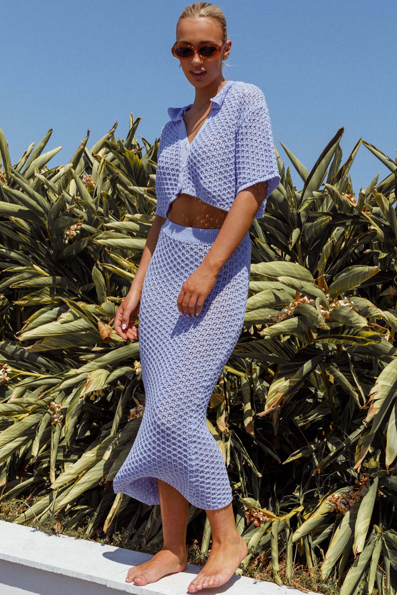 Summer Sunset Crochet Maxi Skirt Lavender - Seraphlike