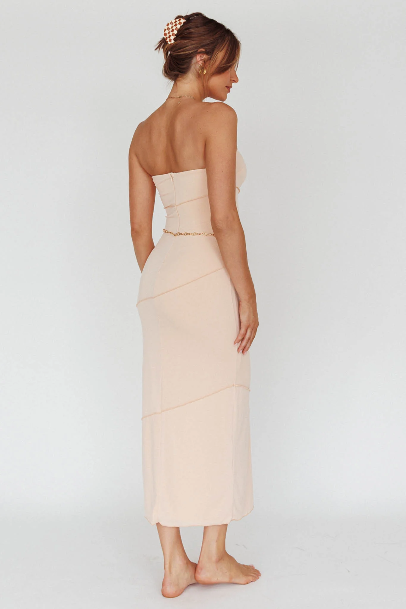 Making Headlines Strapless Midi Dress Cream - Seraphlike