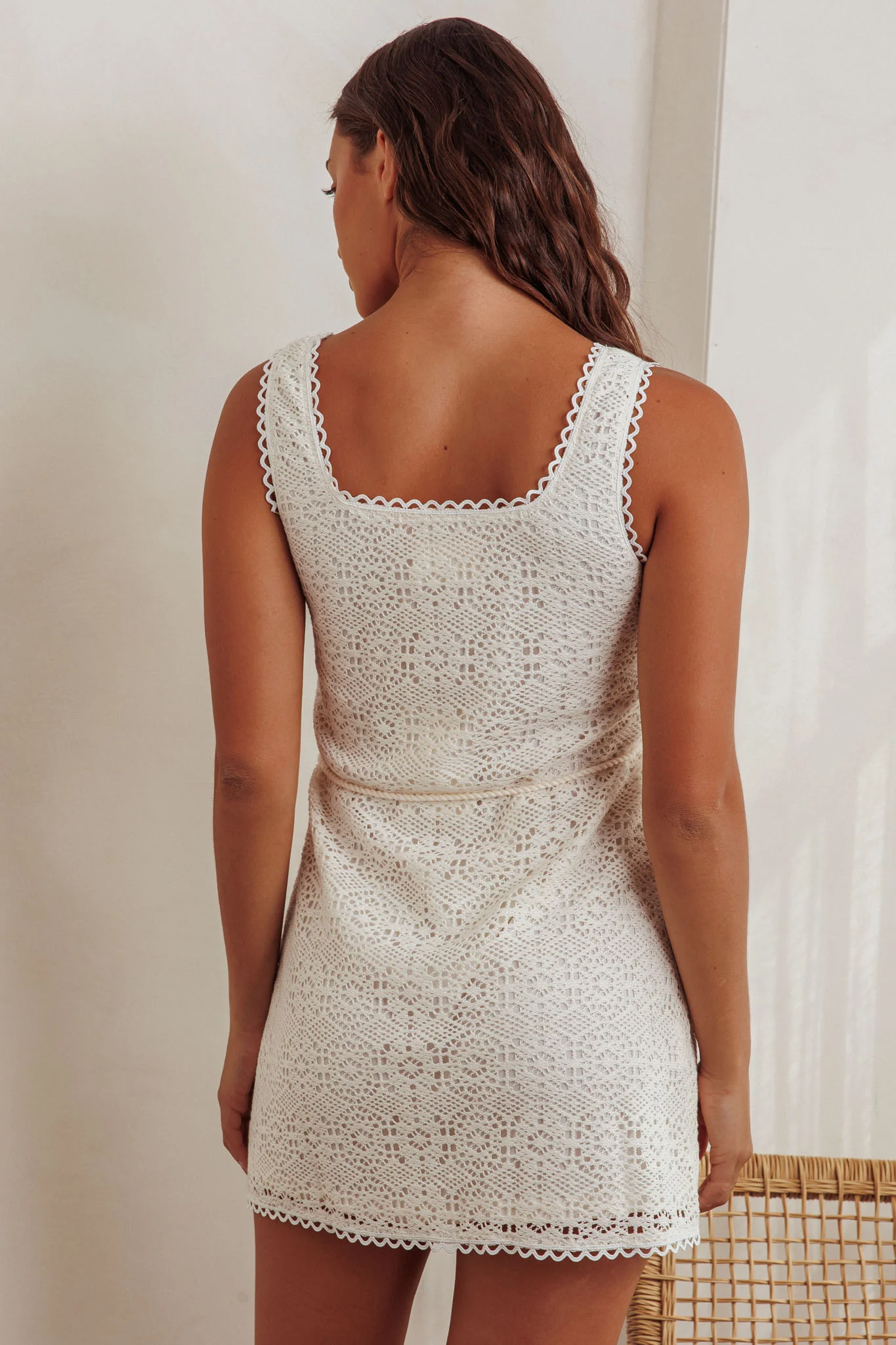Bethenny Lace Overlay Mini Dress White - Seraphlike