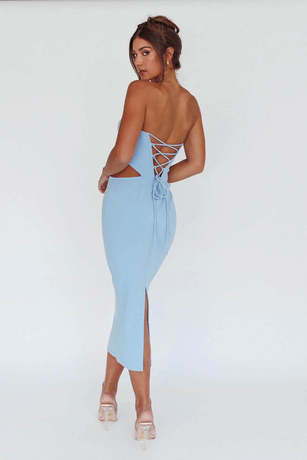 Dragonfly Lace-up Back Midi Dress Blue - Seraphlike