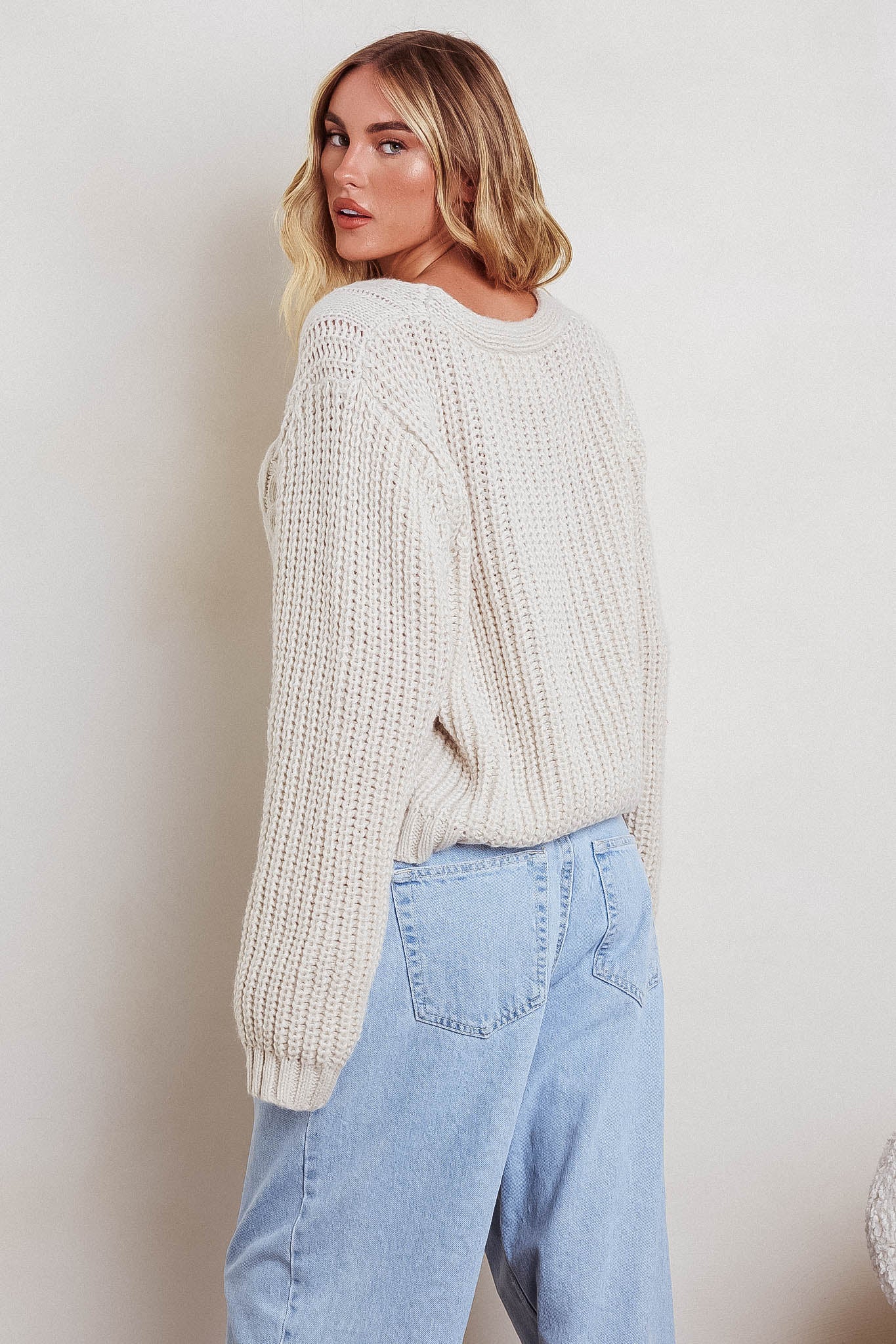 Prime Time Cable Knit Cardigan Oat - Seraphlike