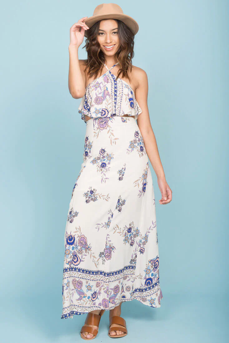 Monday cutout Maxi Dress Purple - Seraphlike