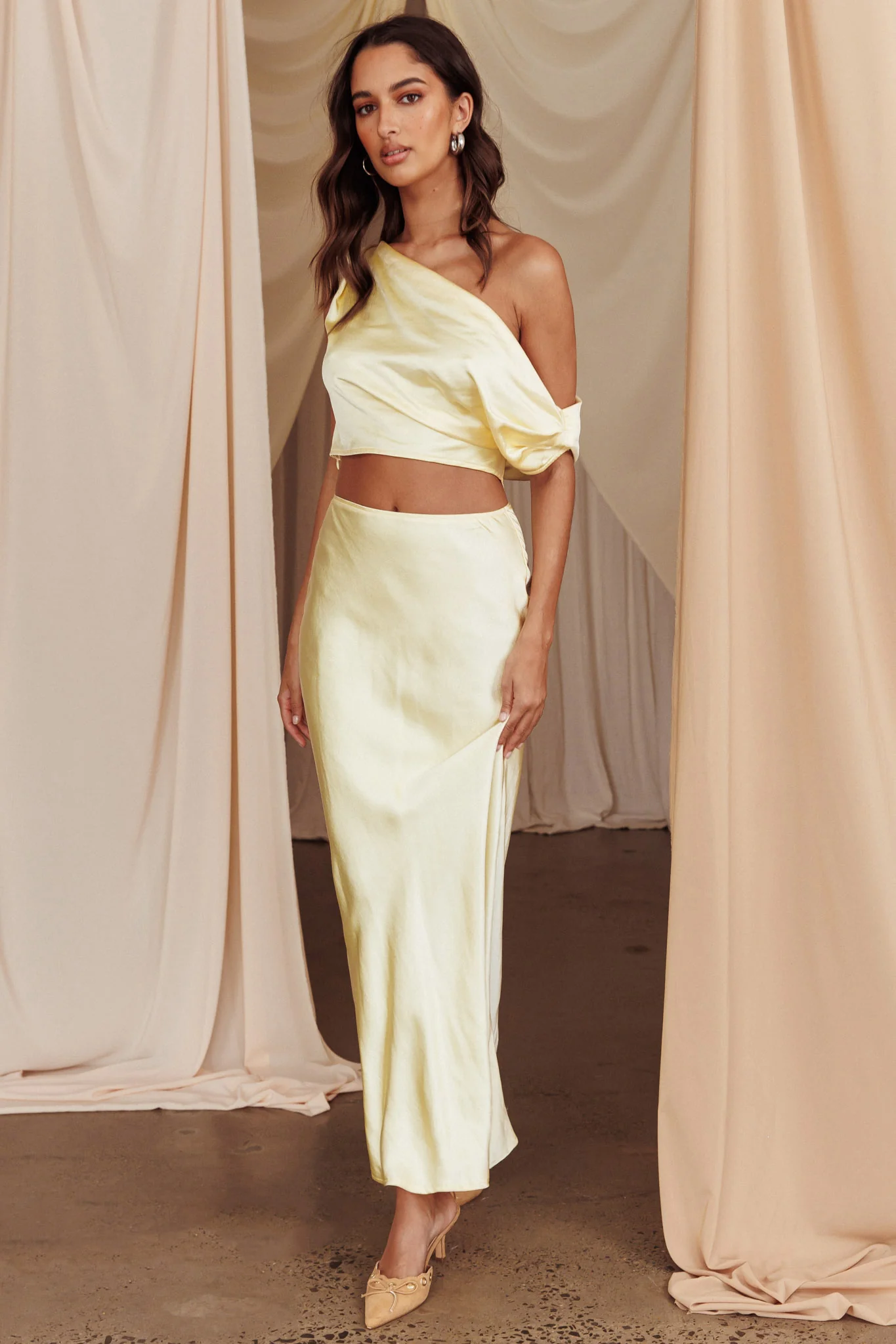 Alivya Satin Maxi Skirt Butter - Seraphlike