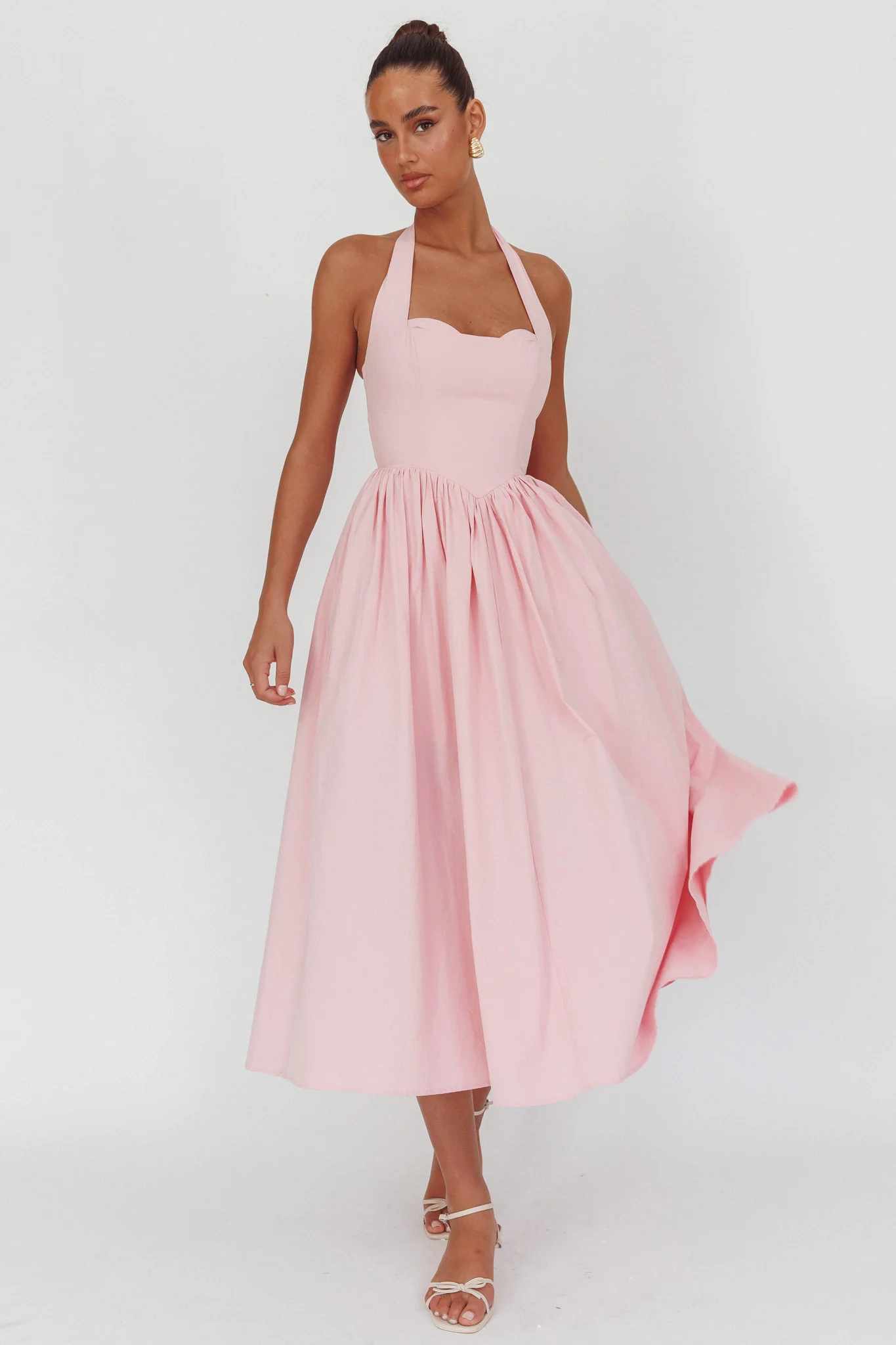 Get My Attention Halterneck Maxi Dress Pink - Seraphlike