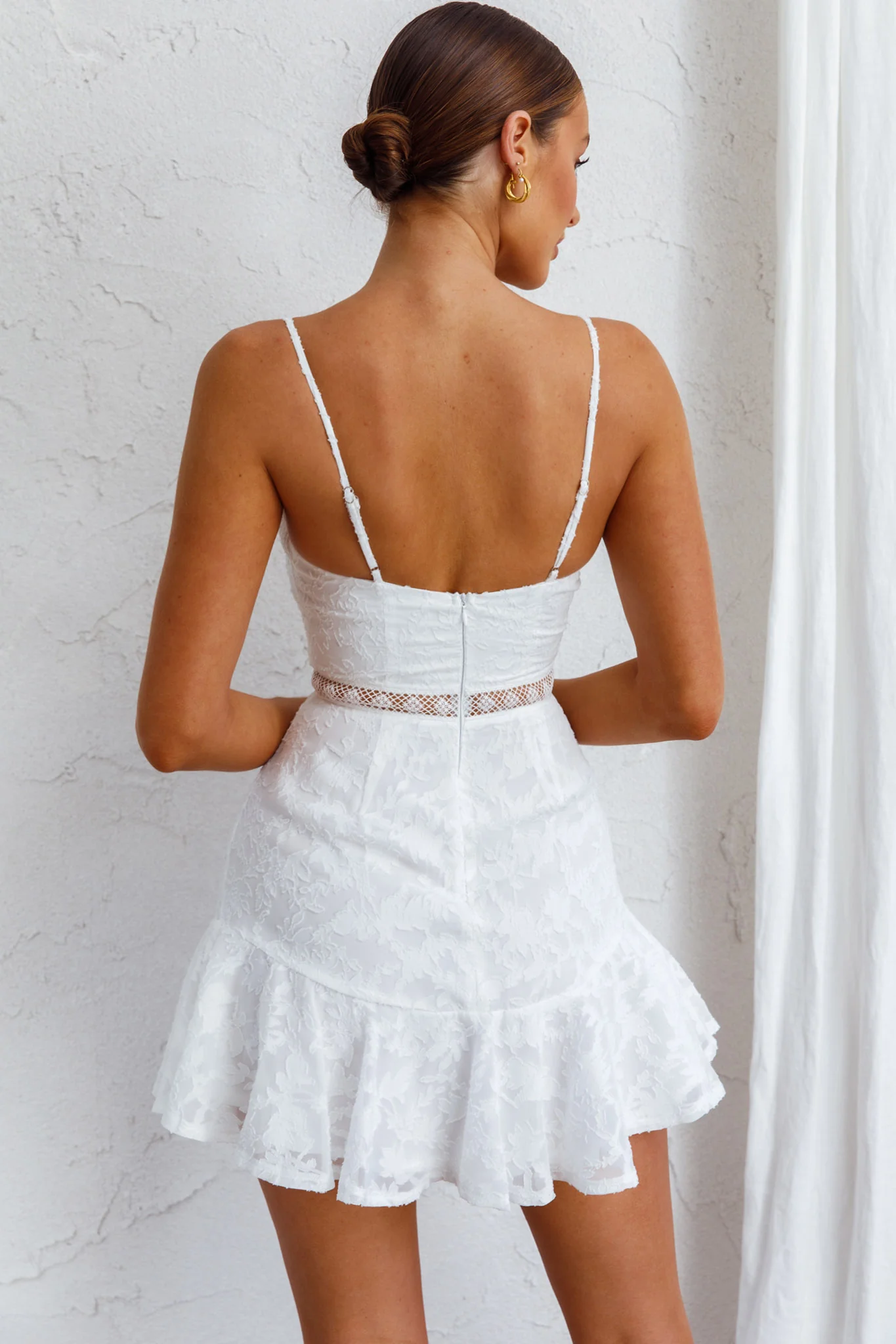 Surabaya Twist Bust Textured Mini Dress White - Seraphlike