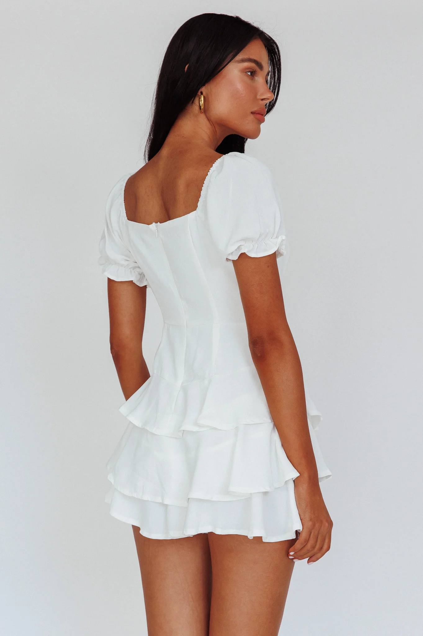 Cady Layered Ruffle Mini Dress Off White - Seraphlike